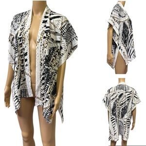 G Open Front Animal Print Print Kimono Coverup Jacket Top One Size Fits Most